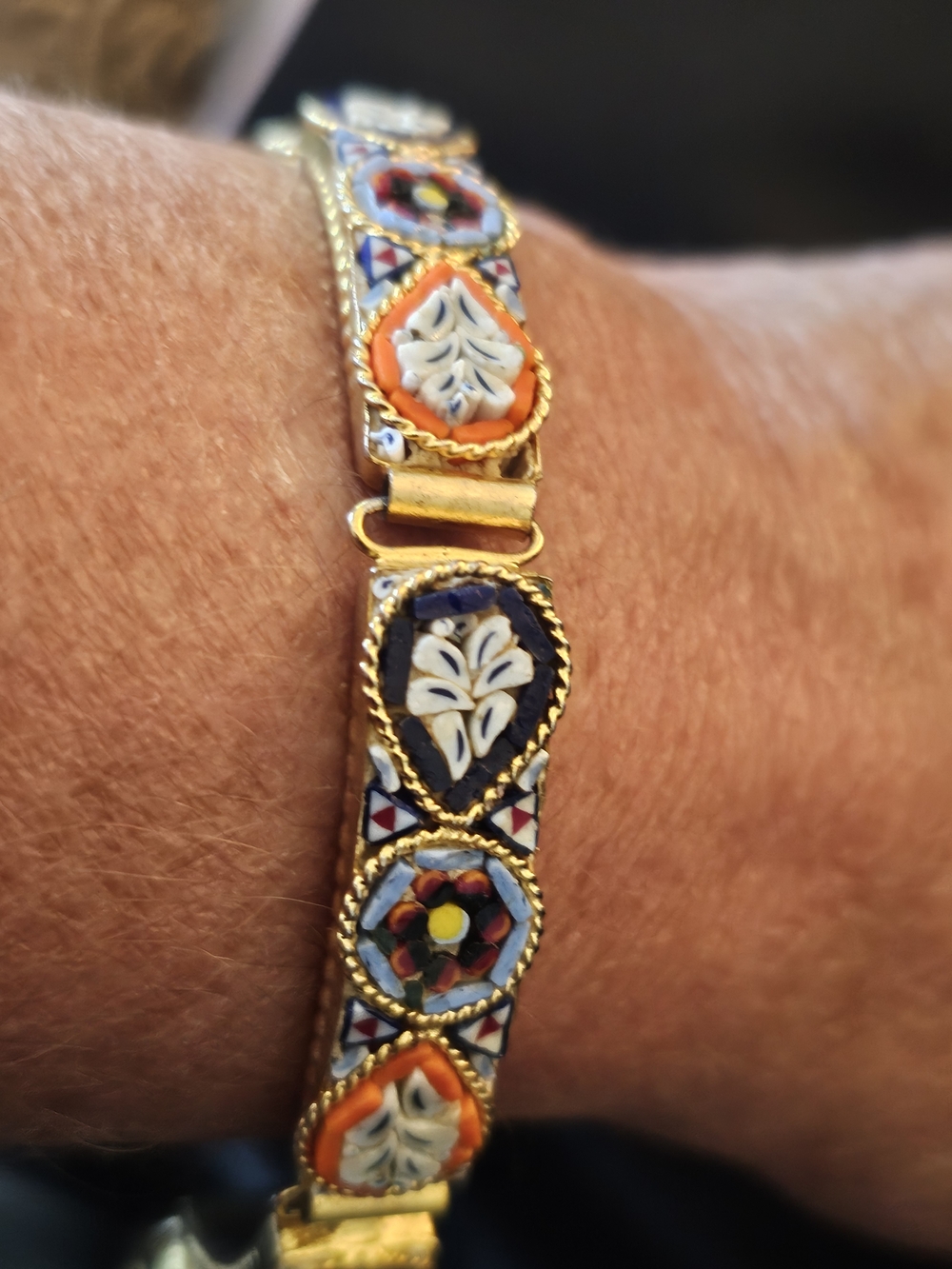 Gold-Tone Multicolor Mosaic Tile Bracelet — Multi Color Mosiac Bracelet